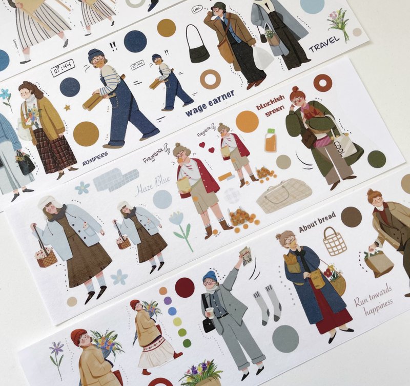 Xiaori Zi PET Washi Tape 5m Roll - มาสกิ้งเทป - กระดาษ หลากหลายสี