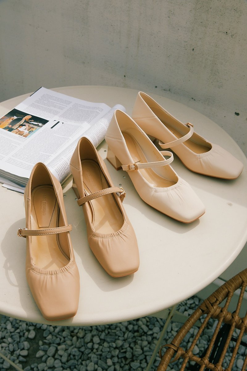 Cadi Mary Jane low heels (two colors) - รองเท้าบัลเลต์ - หนังเทียม 