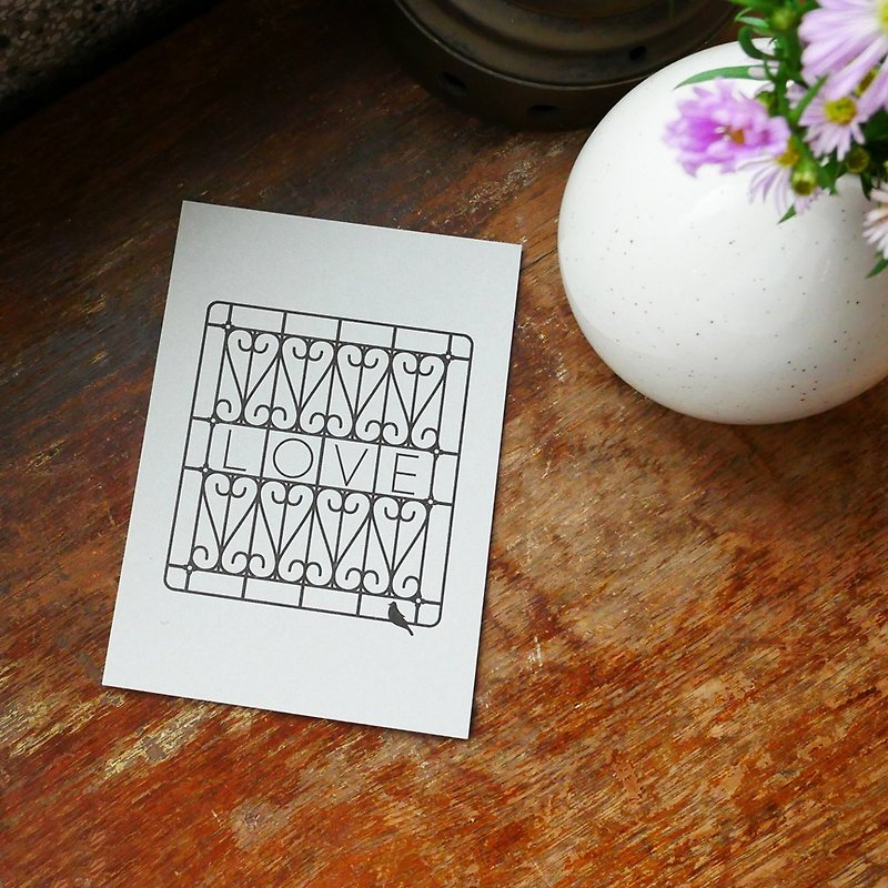 Iron Stained Window Postcard | LOVE