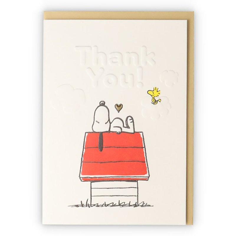 Snoopy躺在紅屋上 壓凸日本卡【Hallmark-Peanuts無限感謝】 - 卡片/明信片 - 紙 多色