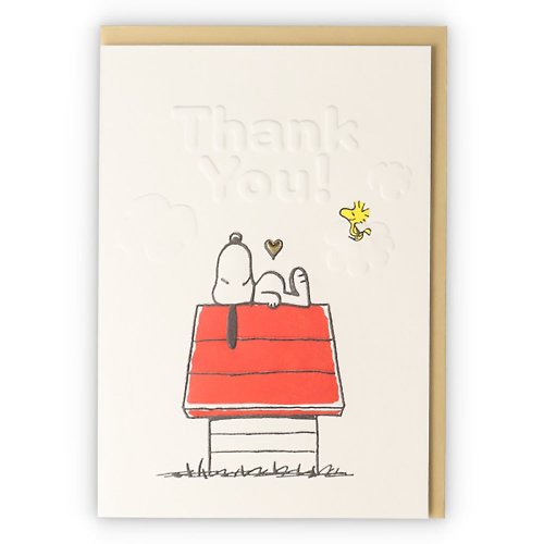 205剪刀石頭紙 Snoopy躺在紅屋上 壓凸日本卡【Hallmark-Peanuts無限感謝】
