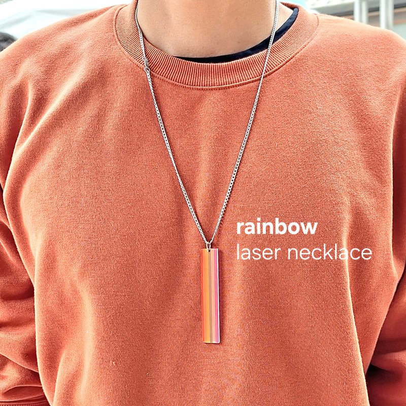 Rainbow bridge earrings key ring translucent laser Acrylic necklace necklace glare material - สร้อยคอ - อะคริลิค 