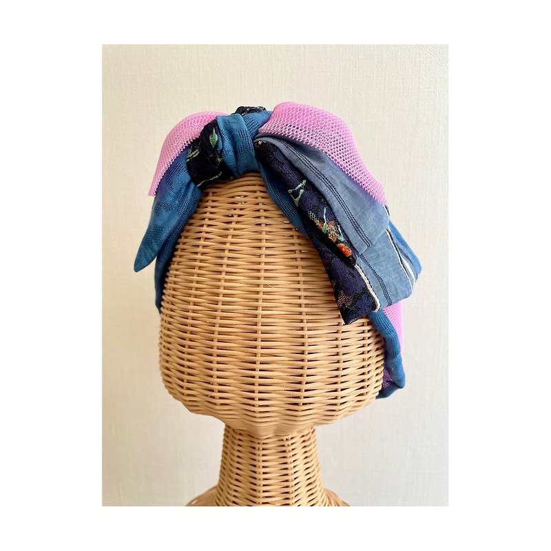 mix ribbon turban/Pink