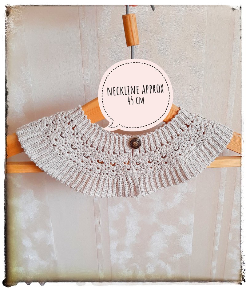Vintage Inspired Collar Peter Pan Collar for women Crochet beige collar - 項鍊 - 棉．麻 卡其色