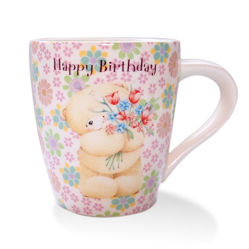 花朵粉彩色馬克杯-祝你生日快樂【Hallmark-ForeverFriends禮品】 - 咖啡杯/馬克杯 - 陶 多色