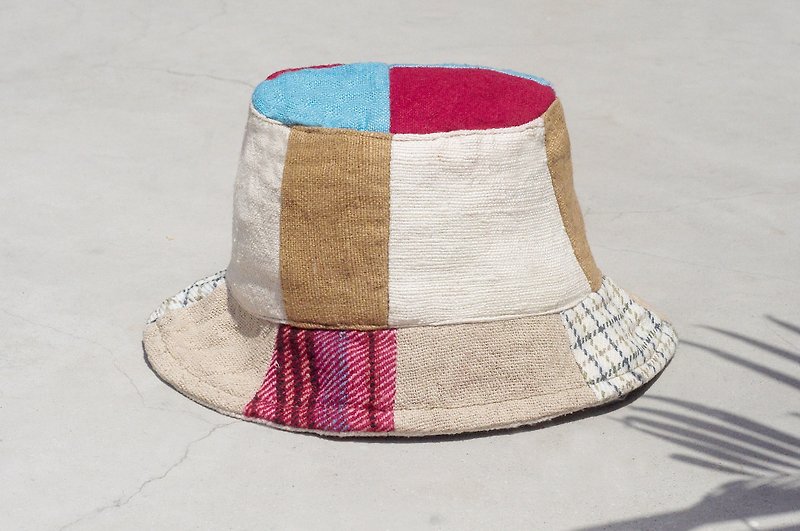 Earth Wind forest mosaic of hand-woven cotton Linen cap hat visor cap handmade patchwork cap - hit the color spell - Hats & Caps - Cotton & Hemp Multicolor