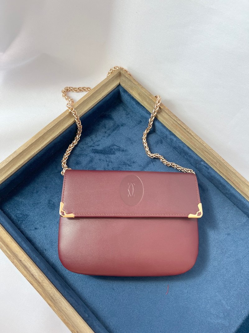 (Original box, maintenance card) CARTIER mini bag handbag crossbody backpack Japanese second-hand - กระเป๋าถือ - หนังแท้ สีแดง