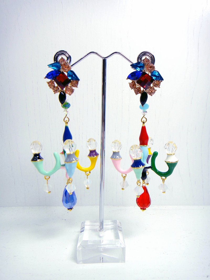 TIMBEE LO signature style giant chandelier earrings [circus seven-color series]