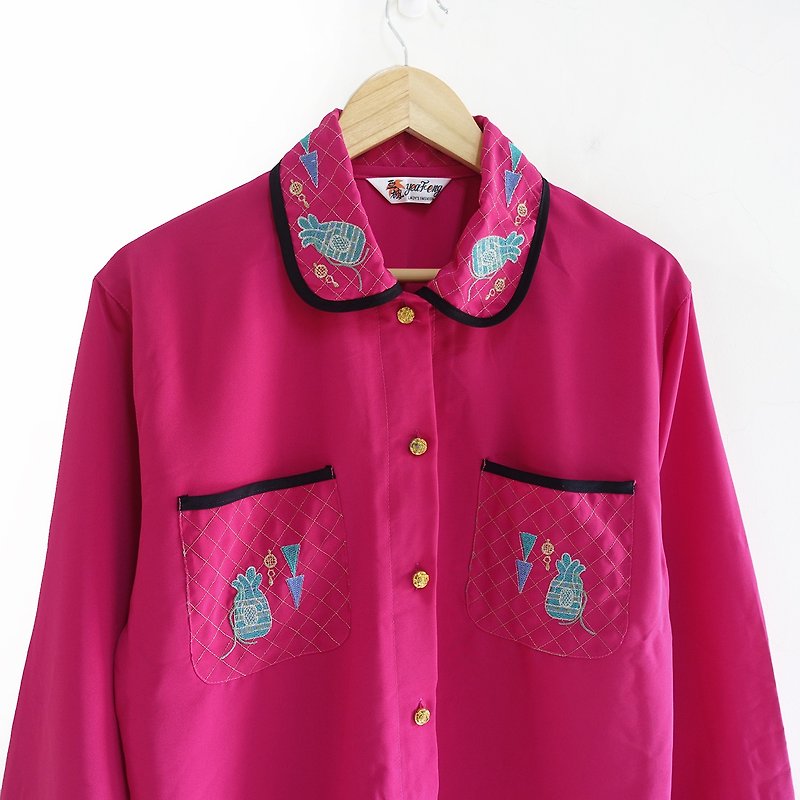 │Slowly│ vintage shirt 4│vintage. Retro. Literature - เสื้อเชิ้ตผู้หญิง - เส้นใยสังเคราะห์ หลากหลายสี