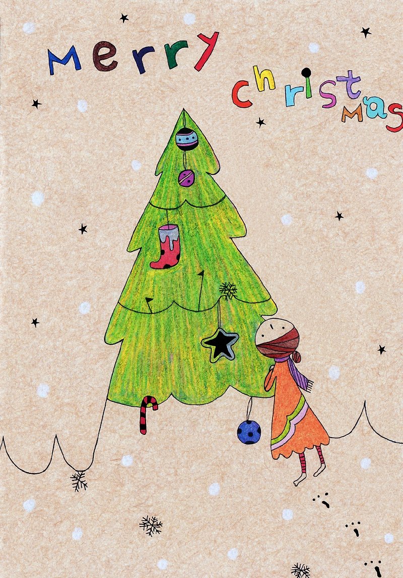 [はがき]クリスマスシリーズの女の子の祈り - カード・はがき - 紙 多色
