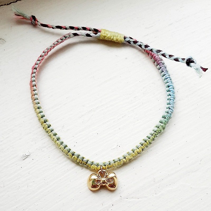 momolico rope made pastel green paper bracelet small fresh bow - Keychains - Other Materials Multicolor