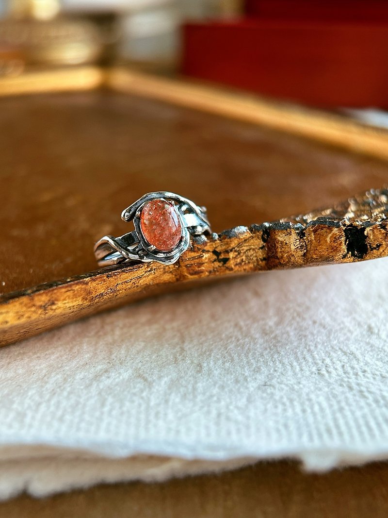 Gold Stone Sunstone - Ring Stone Crystal Jewelry - General Rings - Sterling Silver Orange