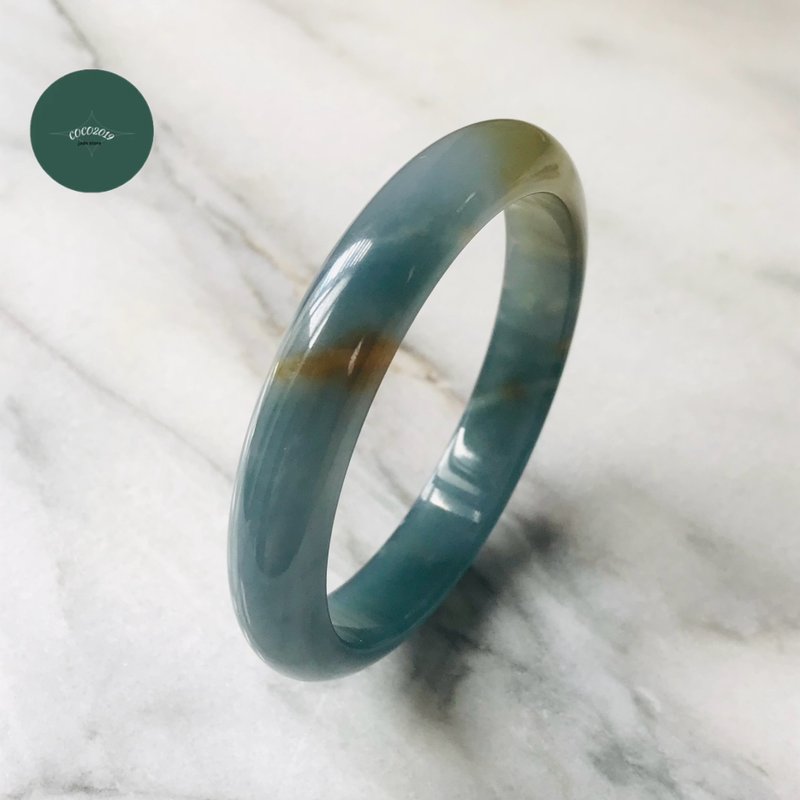 Jade Bangle – Rare Natural Jade from Guatemala – 57.5 mm - สร้อยข้อมือ - หยก สีน้ำเงิน