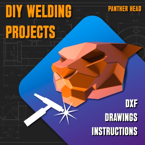 DIY Welding Projects Welding Project Plans Drawings Panther Head (DXF, PDF)