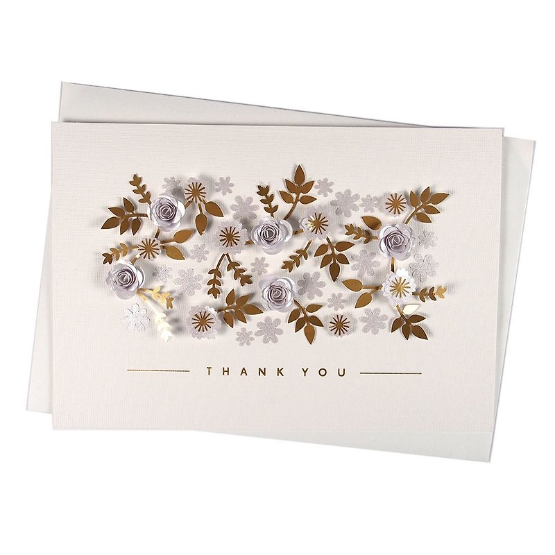 Three-dimensional gold and silver flowers [Hallmark-Signature classic handmade card series unlimited thanks]