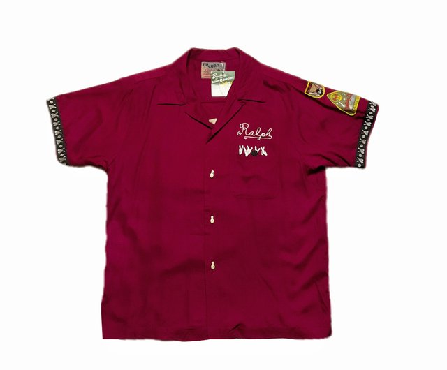 New stock Houston engraved 50s bowling shirt solid color red