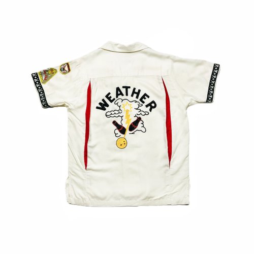 新入荷ヒューストン刻印 50 年代ボウリングシャツ無地赤白ブルー