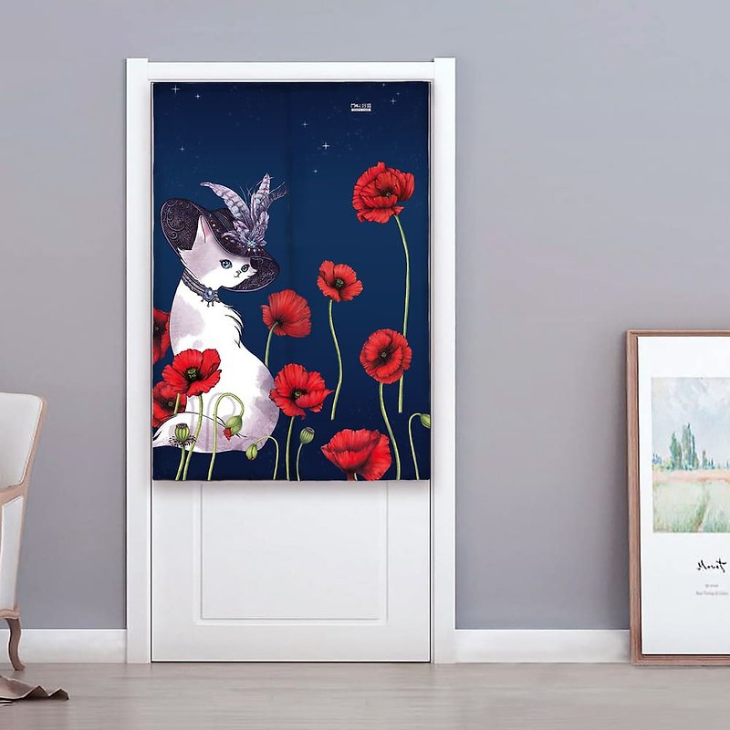 Canvas Door Curtain | Home Furnishing | Washable without fading-Noble • Poppy Beauty Cat