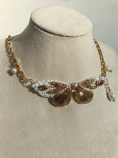 ROZMARINstore Beaded Necklace, Butterfly Choker, Boho Necklace, Women Jewelry,