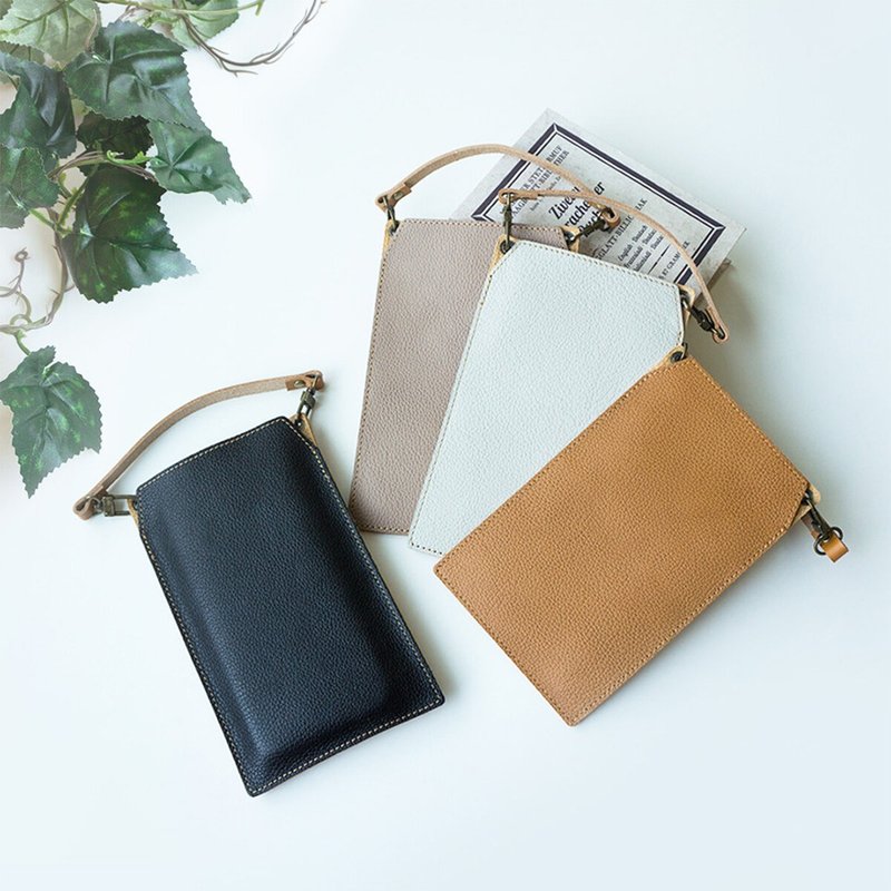 コインケース付きスマホポーチ 【 シュリンクレザー 】 本革 ポーチ コイン カード ケース FS05K - 手機配件 - 真皮 多色