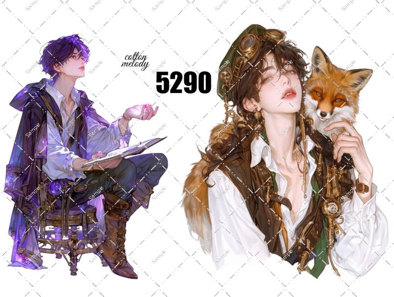 original sticker no.5290 人物ステッカー オリジナルステッカー オリジナル人物ステッカー 装飾ステッカー cotton melody - 貼紙 - 紙 