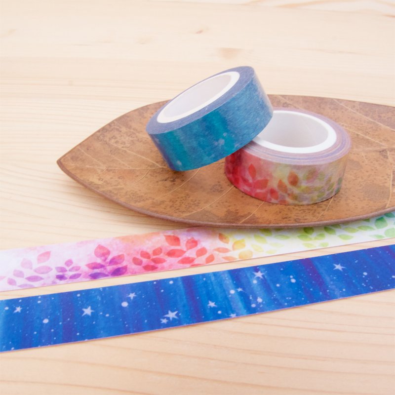Paper tape 2 into group (1.5cm) - Wishing starry sky + Hope rainbow - Washi Tape - Paper Multicolor