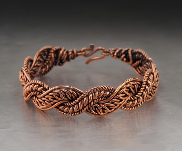 Unique Handmade Copper Bracelet for Woman Antique Style Wire Wrapped Bracelet Handcrafted Wire Weave Copper Jewelry 20 cm | WireWrapArt