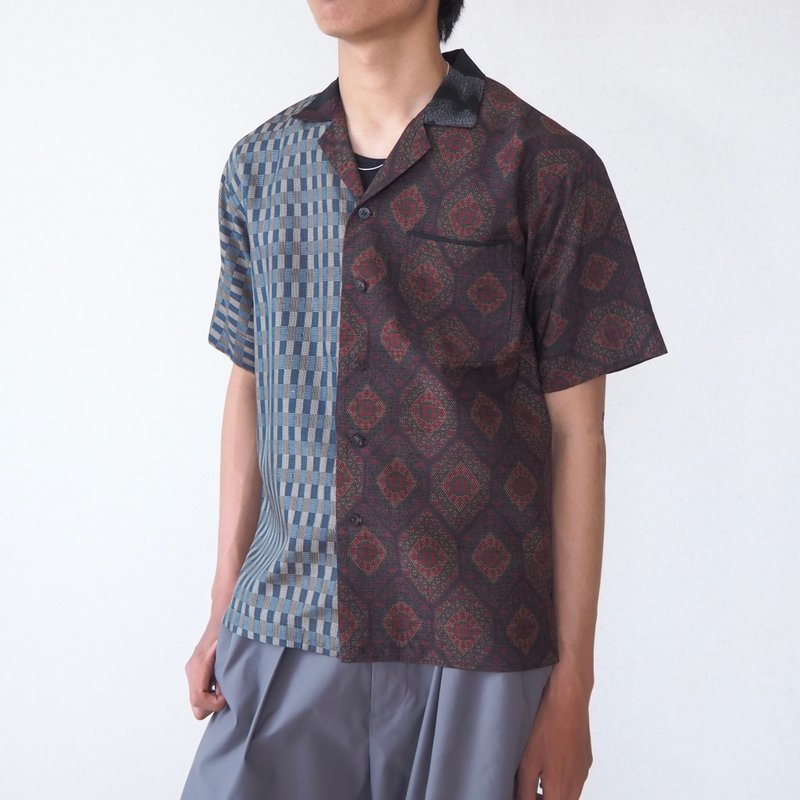 【日本製造】UMUI BLACK LABEL 和服襯衫男款 M、獨一無二 - 男襯衫/休閒襯衫 - 絲．絹 
