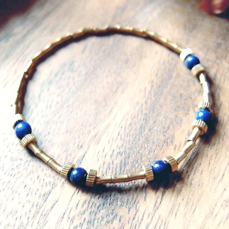 VIIART. Planet-dark blue. Lapis Lazuli Bronze bracelet | retro mix and match the original artifact