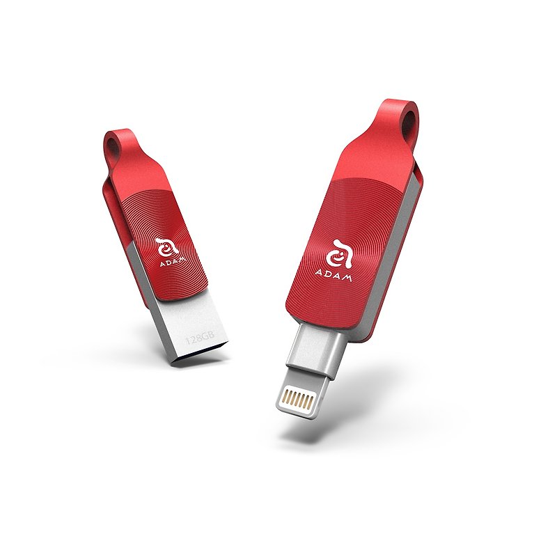 [限定ハードカバー] iKlips DUO + 128GB Apple iOS USB3.1フラッシュドライブ赤色 - USBメモリー - 金属 レッド