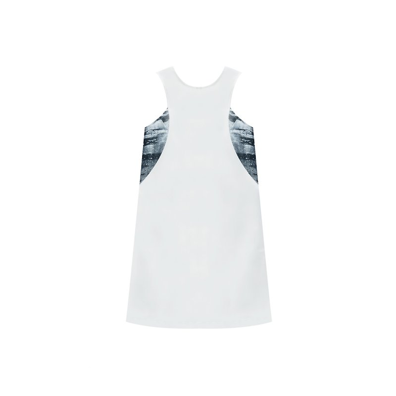 White V Cut Dress (Size M) - 連身裙 - 其他材質 白色