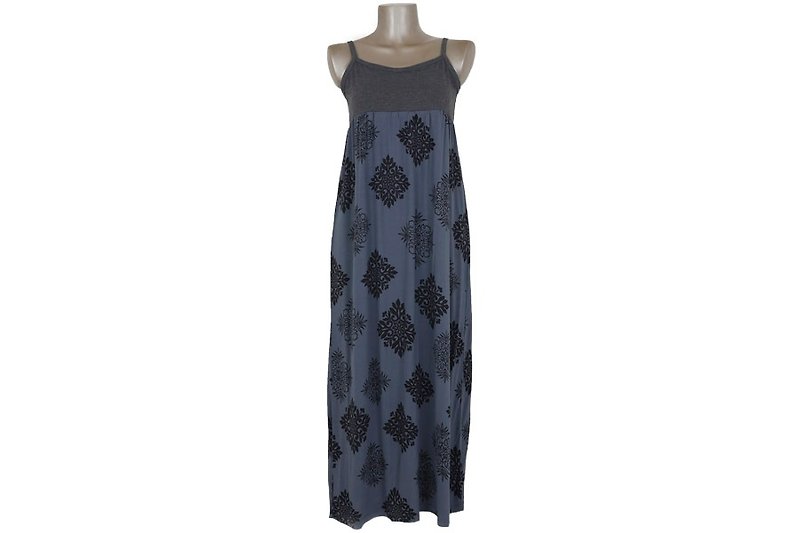Quilt pattern camisole long dress <gray> - ชุดเดรส - วัสดุอื่นๆ สีเทา