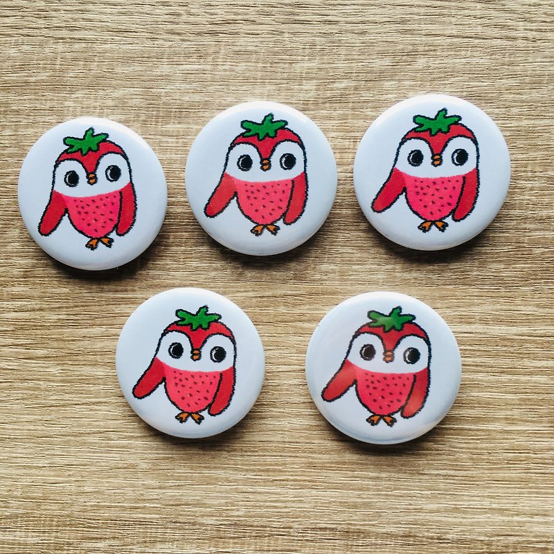 Strawberry penguin badge - Badges & Pins - Paper White