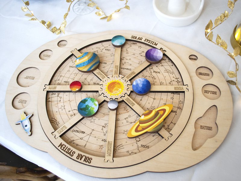 Solar System Puzzle, Wooden Toy for Kids