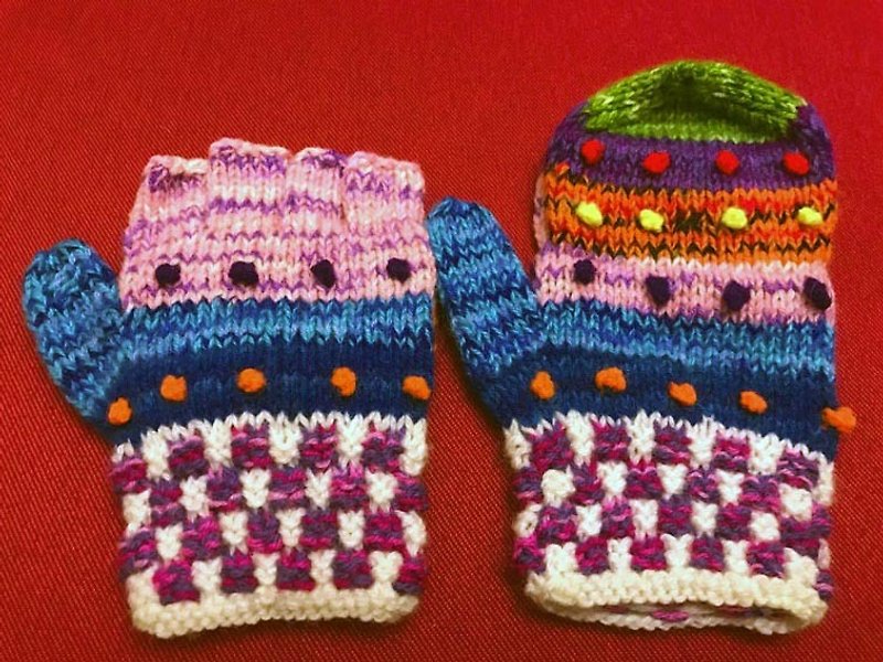 Peru little handmade woolen cap Gloves - green