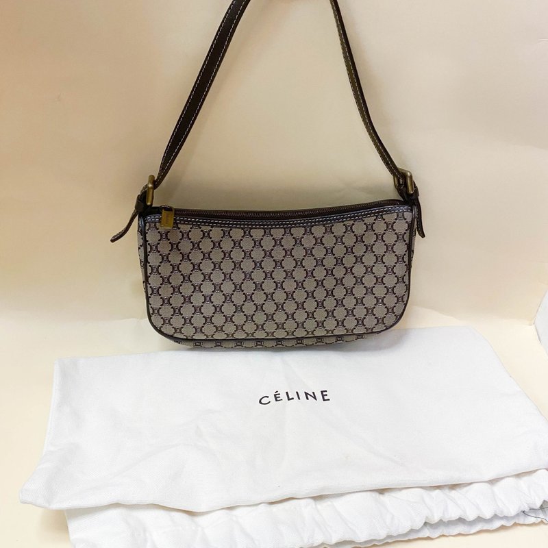 Second-hand bag Celine│shoulder bag│vintage bag│handbag│girlfriend gift│underarm bag - กระเป๋าถือ - หนังแท้ สีนำ้ตาล