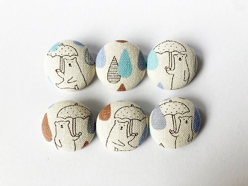 The Heyday Shop 布釦 針織 縫紉 手作材料 下雨天的小熊 鈕釦 DIY材料