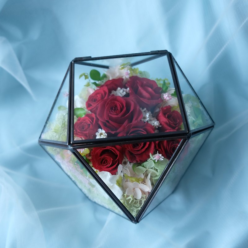 [挚爱]Geometric metal frame / red / pink / white / no withered flowers / eternal flowers / roses / Valentine's Day - Plants - Plants & Flowers Red