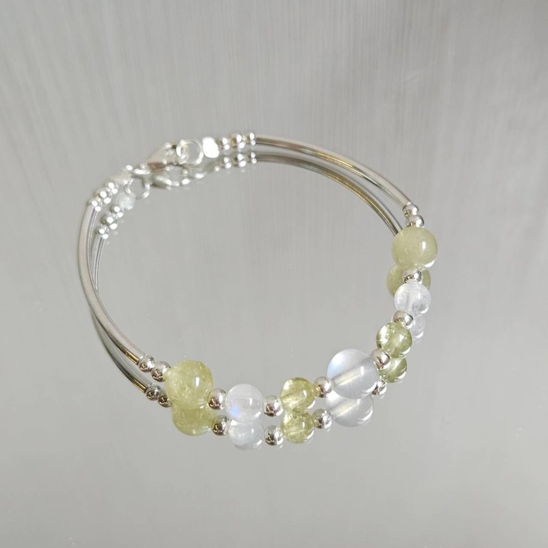 Moonlight Macaron Series S925 Sterling Silver Moonstone Stone Bracelet | Handmade to order - Bracelets - Sterling Silver 