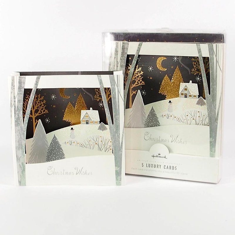 Night scene Christmas box card 5 pieces [Hallmark-card Christmas series] - Cards & Postcards - Paper Multicolor