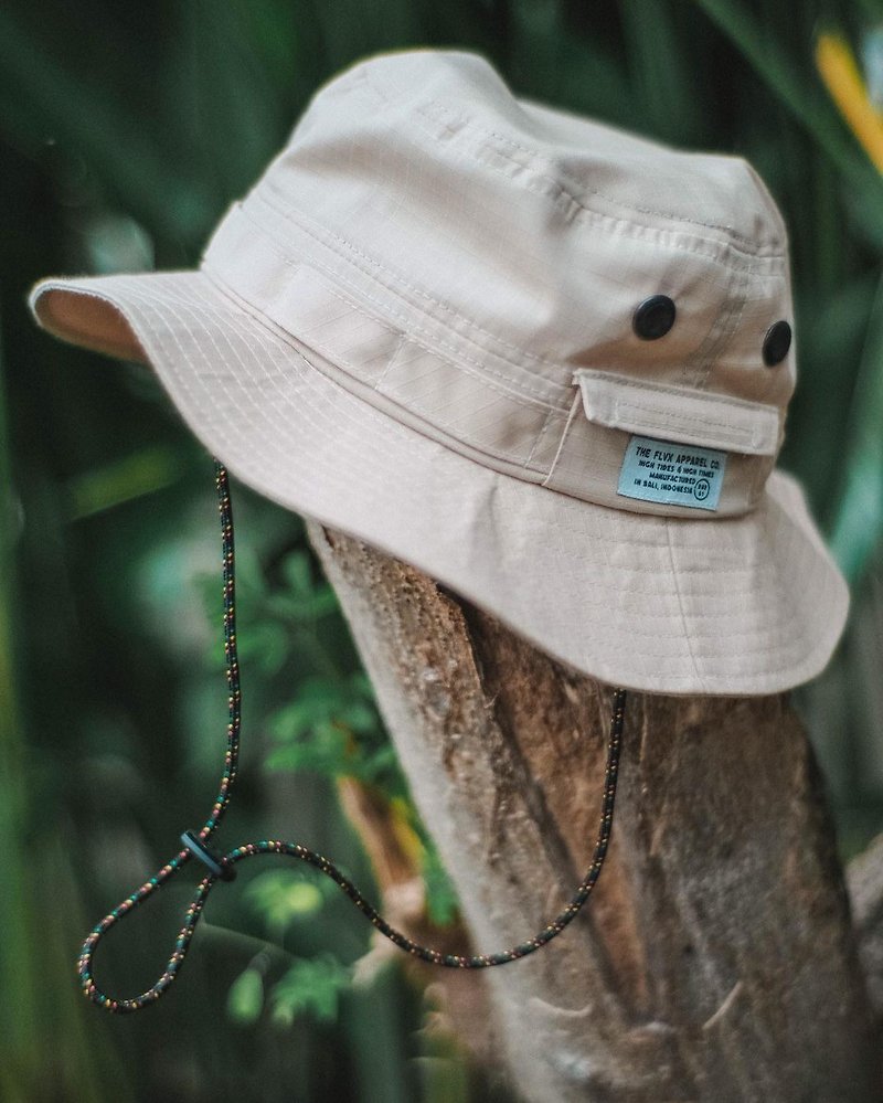 Fishermen's Bucket Hat Drawstring Bucket Hat - Cream │ Spot - Hats & Caps - Other Man-Made Fibers Khaki