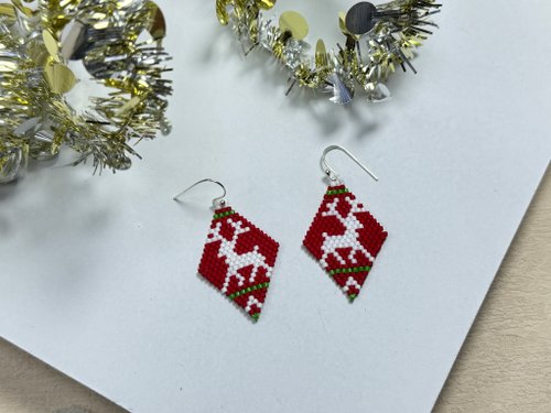 230103 Christmas limited beaded earrings - Shop