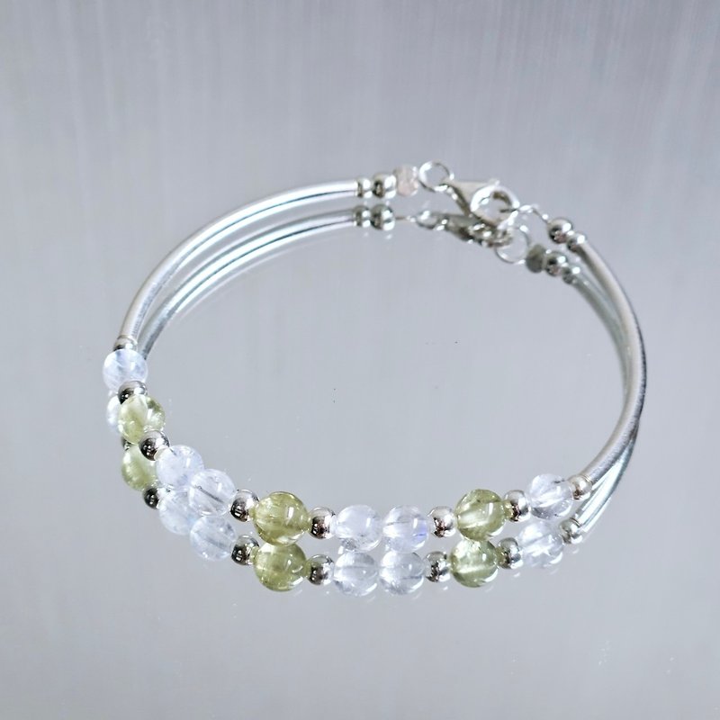 s925 sterling silver tsavorite Stone bracelet | handmade custom bracelet necklace - สร้อยข้อมือ - เงินแท้ 