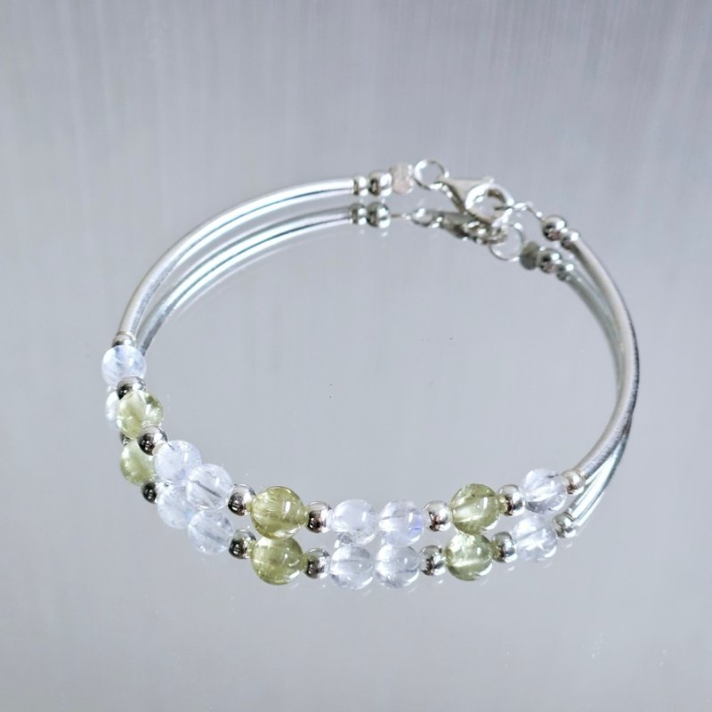 s925純銀 沙佛萊石 月光石 手鍊 | 手作客製 手鍊 項鍊 - 手鍊/手環 - 純銀 