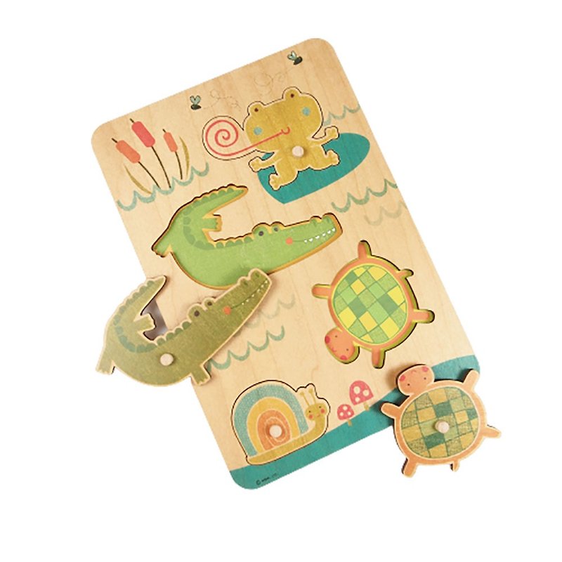 Frog pond wooden puzzle card [Hallmark-Signature handmade series baby congratulations] - Cards & Postcards - Wood Multicolor