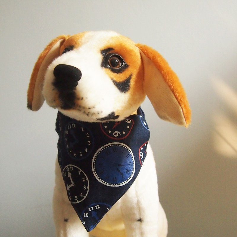 カウボーイ時計スタイルの犬の装飾スカーフ - 首輪・リード - コットン・麻 ブラック