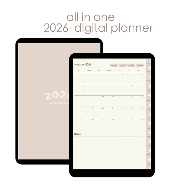 2026 奶霜白色系 電子手帳  | Goodnotes | 送貼紙 | 跳轉式 - 電子手帳及素材 - 其他材質 