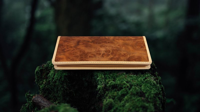 [ツリー]張華長い革のフォルダ - 財布 - 木製 レッド