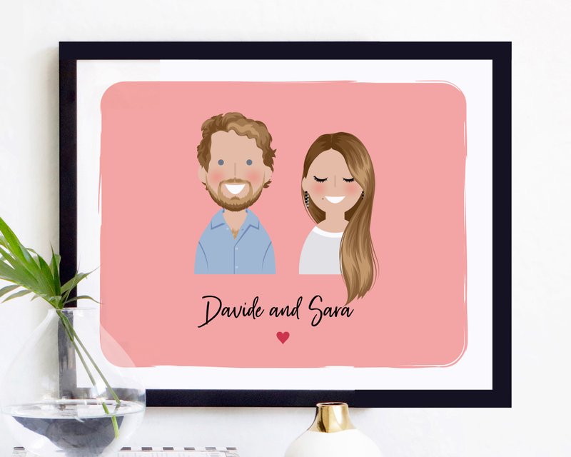 Custom cartoon portrait. Cute cartoon portrait. Birthday gift. Printable file - 電子似顏繪/繪畫/插畫 - 其他材質 