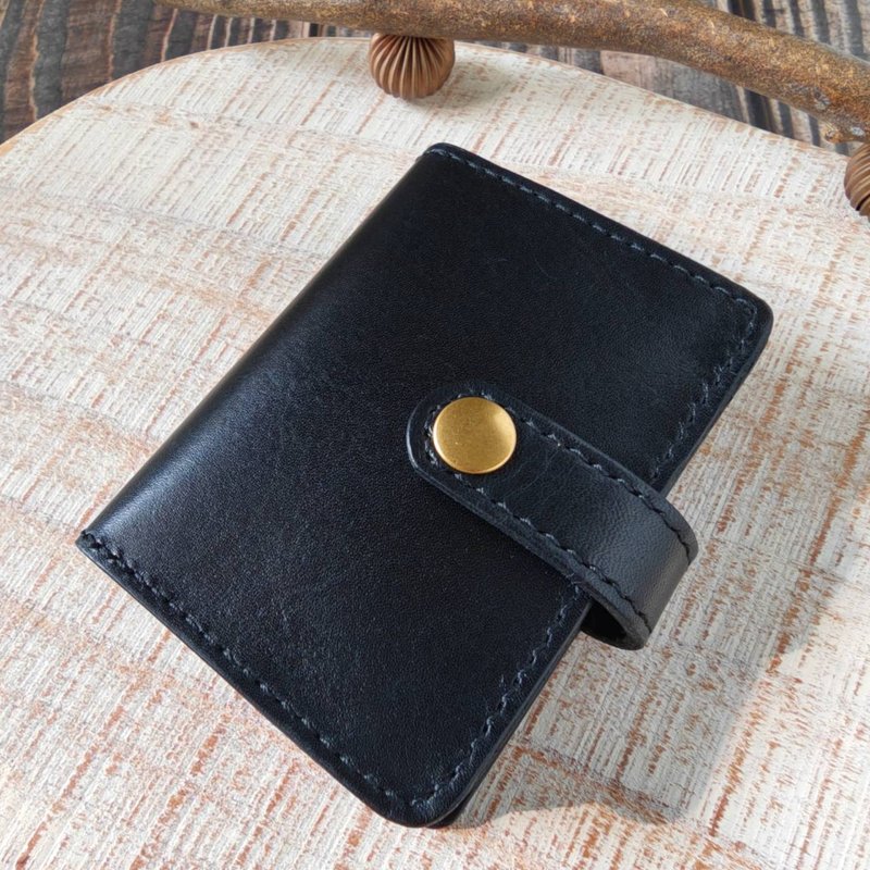 真皮名片盒 (厚款)名片夾 證件盒 卡片盒 植鞣牛皮 手工縫製 - 名片夾/名片盒 - 真皮 黑色